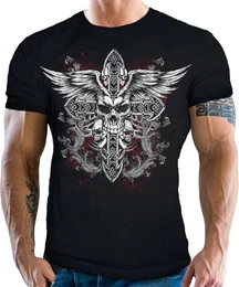 T-Shirt fr Occult Gothic Dark Fans: Winged Cross