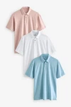 Next Poloshirt Poloshirts aus Jersey im 3er-Pack Hellblau/Blau