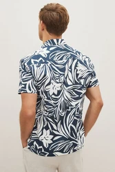 Next Kurzarmhemd mit Blumenmuster Blau