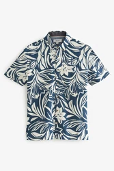 Next Kurzarmhemd mit Blumenmuster Blau