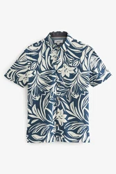 Next Kurzarmhemd mit Blumenmuster Blau