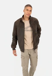 Lederjacke mit Strickkragen
