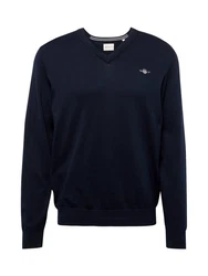 Gant Strickpullover Classic Cotton V-Neck Blau