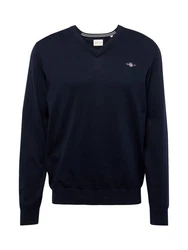 Gant Strickpullover Classic Cotton V-Neck Blau