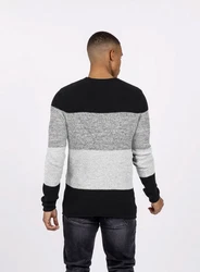 Key Largo Rundhalspullover MST JOGI Grau/Schwarz