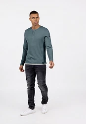 Key Largo Sweatjacke Strickpullover MSW SANDRO Grau/Hellblau/Blau