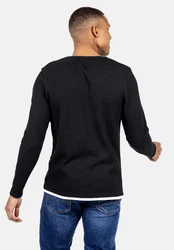 Key Largo Sweatjacke Strickpullover MSW SANDRO Dunkelblau/Schwarz/Blau
