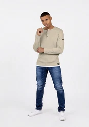 Key Largo Sweatjacke Strickpullover MSW SANDRO dunkelbeige/schwarz/weiß