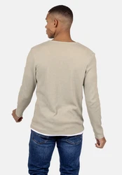 Key Largo Sweatjacke Strickpullover MSW SANDRO dunkelbeige/schwarz/weiß