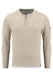 Key Largo Sweatjacke Strickpullover MSW SANDRO dunkelbeige/schwarz/weiß