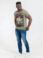 Key Largo T-Shirt Montana USA Biker Print Motiv Dunkelgrün/Khaki/Braun/Dunkelrot