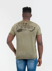 Key Largo T-Shirt Montana USA Biker Print Motiv Dunkelgrün/Khaki/Braun/Dunkelrot