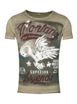 Key Largo T-Shirt Montana USA Biker Print Motiv Dunkelgrün/Khaki/Braun/Dunkelrot
