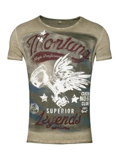 Key Largo T-Shirt Montana USA Biker Print Motiv Dunkelgrün/Khaki/Braun/Dunkelrot Key Largo T-Shirt Montana USA Biker Print Motiv Dunkelgrün/Khaki/Braun/Dunkelrot