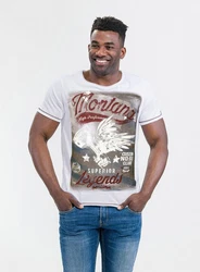 Key Largo T-Shirt Montana USA Biker Print Motiv Rot/Beige/Dunkelrot