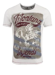 Key Largo T-Shirt Montana USA Biker Print Motiv Rot/Beige/Dunkelrot