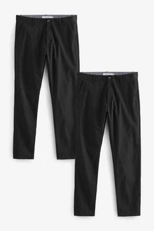Next Chinohose Slim Fit Chinohose (2-tlg) Schwarz/Dunkelgrau