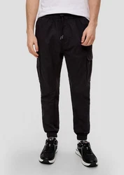 QS Stoffhose Slim Fit Cargohose Schwarz/Dunkelblau