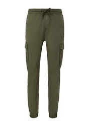 QS Stoffhose Slim Fit Cargohose Dunkelgrün/Khaki