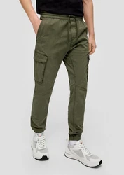 QS Stoffhose Slim Fit Cargohose Dunkelgrün/Khaki
