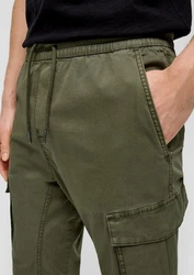 QS Stoffhose Slim Fit Cargohose Dunkelgrün/Khaki
