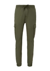 QS Stoffhose Slim Fit Cargohose Dunkelgrün/Khaki