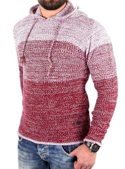 Reslad Strickpullover Herren Hoodie RS-310 Dunkelrot/Bordeaux/Rot/Lila