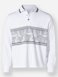 Witt T-Shirt Langarm-Poloshirt Creme/Weiß/Hellblau