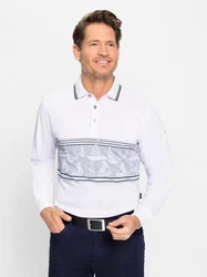 Witt T-Shirt Langarm-Poloshirt Creme/Weiß/Hellblau
