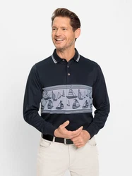Witt T-Shirt Langarm-Poloshirt Dunkelblau/Blau/Hellblau