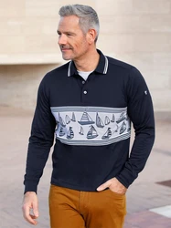 Witt T-Shirt Langarm-Poloshirt Dunkelblau/Blau/Hellblau