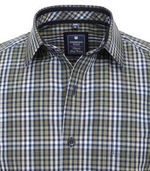Redmond Kurzarmhemd Kentkragen Comfort Fit Dunkelgrün/Blau/Türkis/Grün