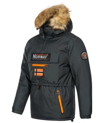 Geographical Norway Winterjacke Anorak Herren Schwarz/Grau/Dunkelblau/Braun