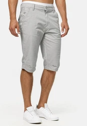Indicode Chinoshorts Whitney Grau/Weiß/Creme/Hellgrau