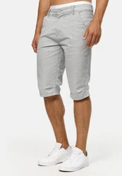 Indicode Chinoshorts Whitney Grau/Weiß/Creme/Hellgrau