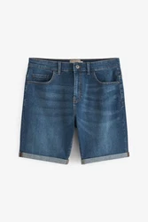 Next Jeansshorts Straight Fit Jeansshorts mit Stretch Blau/Hellblau