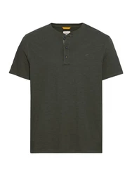camel active T-Shirt Henley Dunkelgrün/Khaki