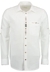 OS-Trachten Trachtenhemd Rimeda Creme/Weiß/Dunkelblau/Grau/Beige