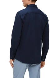 s.Oliver BLACK LABEL Langarmhemd Anzughemd Dunkelblau/Hellblau