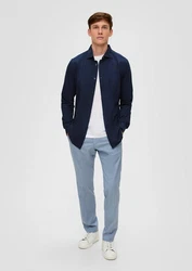 s.Oliver BLACK LABEL Langarmhemd Anzughemd Dunkelblau/Hellblau