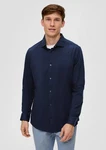 s.Oliver BLACK LABEL Langarmhemd Anzughemd Dunkelblau/Hellblau