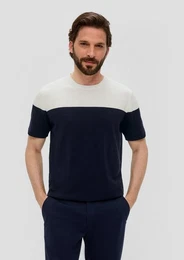 Strickpullover Strickshirt mit Colour-Blocking Rippblende