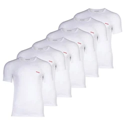 HUGO T-Shirt Herren 6er Pack Rundhals Kurzarm Weiß/Rot