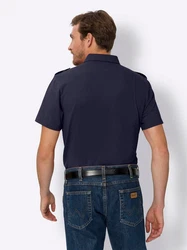 Sieh an! T-Shirt Kurzarm-Poloshirt Dunkelblau/Blau/Hellblau