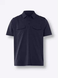 Sieh an! T-Shirt Kurzarm-Poloshirt Dunkelblau/Blau/Hellblau