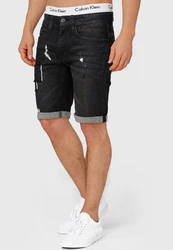 Indicode Jeans Shorts Roberts Schwarz/Dunkelgrau