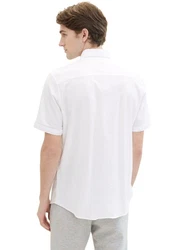 TOM TAILOR Kurzarmhemd mit Brusttasche Weiß/Creme/Grau