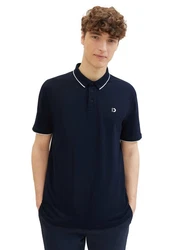 TOM TAILOR Poloshirt mit Logoprint Dunkelblau/Blau/Hellblau