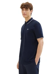 TOM TAILOR Poloshirt mit Logoprint Dunkelblau/Blau/Hellblau