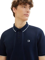 TOM TAILOR Poloshirt mit Logoprint Dunkelblau/Blau/Hellblau